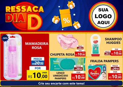 Modelo de Encarte para Encarte A4 Horizontal com o tema Ressaca Dia D para Bebês