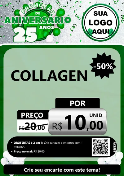 Modelo de Cartaz para Cartaz A4 Vertical com o tema Promoção de Aniversário - 25 Anos para Suplementos alimentares
