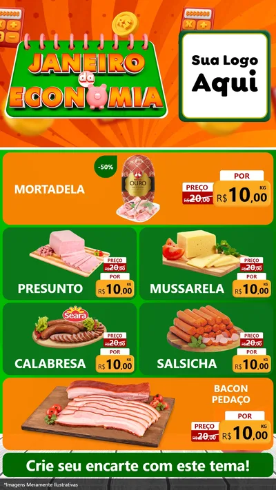 Modelo de TV para TV Vertical com o tema Janeiro da Economia para Frios e Laticínios