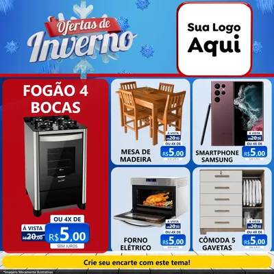 Modelo de Rede Social para Feed Facebook com o tema Ofertas de Inverno para Móveis e Eletro