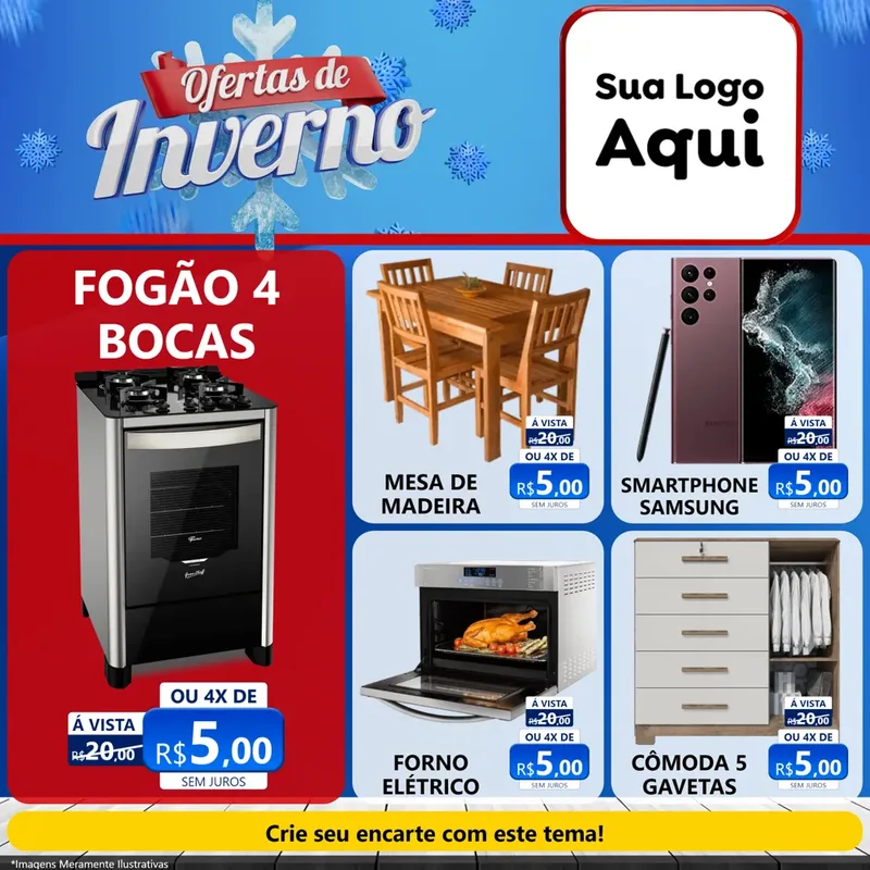 Modelo de Rede Social para Feed Facebook com o tema Ofertas de Inverno para Móveis e Eletro