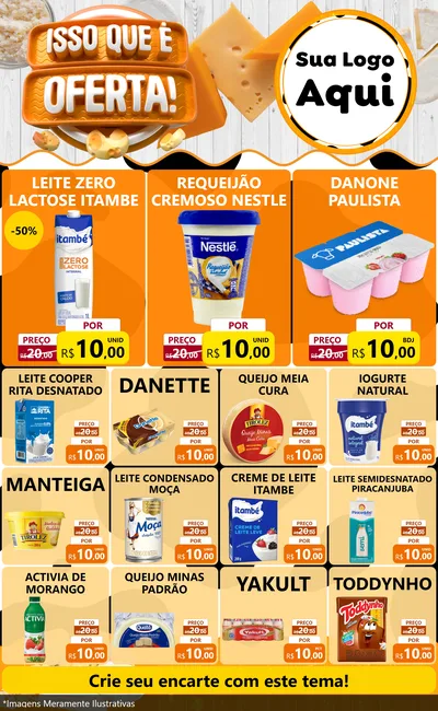Modelo de Encarte para Encarte Grande com o tema Isso Que É Oferta para Frios e Laticínios
