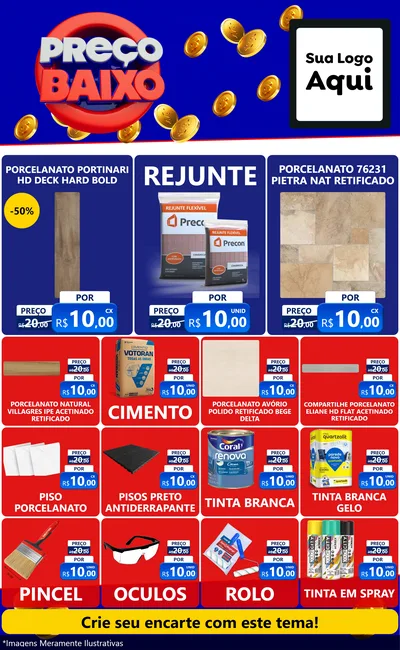 Modelo de Encarte para Encarte Grande com o tema Preço Baixo para Pisos e revestimentos