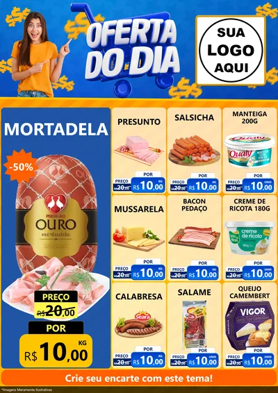Modelo de Encarte para Encarte A4 Vertical com o tema Oferta do Dia para Frios e Laticínios