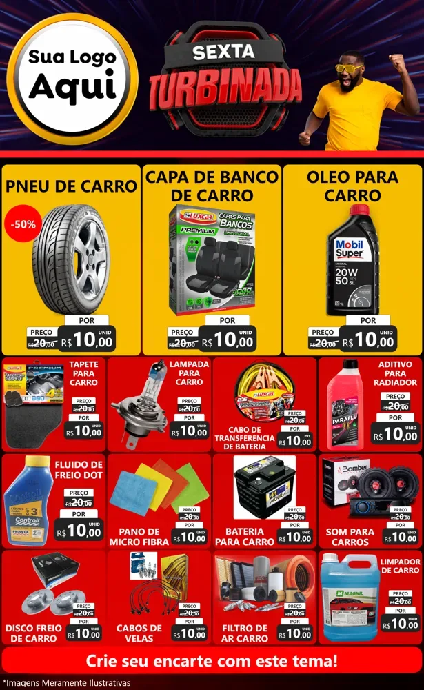 Modelo de Encarte para Encarte Grande com o tema Sexta Turbinada para Auto peças