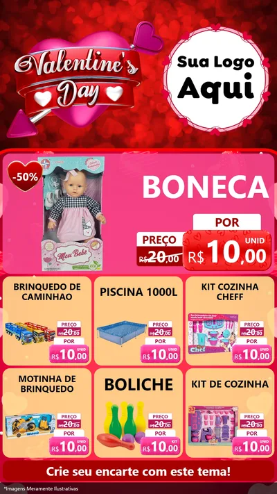 Modelo de Rede Social para Stories com o tema Valentine's Day para Brinquedos