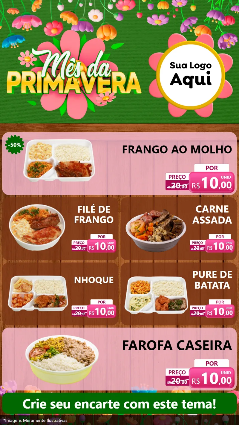 Modelo de TV para TV Vertical com o tema Mês da Primavera para Restaurante