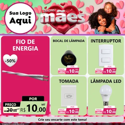 Modelo de Rede Social para Feed Facebook com o tema Dia das Mães para Materiais Elétricos