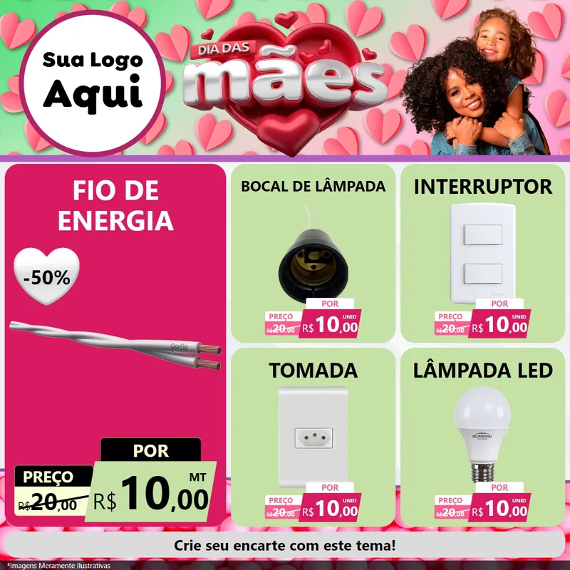 Modelo de Rede Social para Feed Facebook com o tema Dia das Mães para Materiais Elétricos