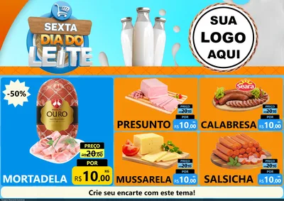 Modelo de Encarte para Encarte A4 Horizontal com o tema Sexta Dia do Leite para Frios e Laticínios