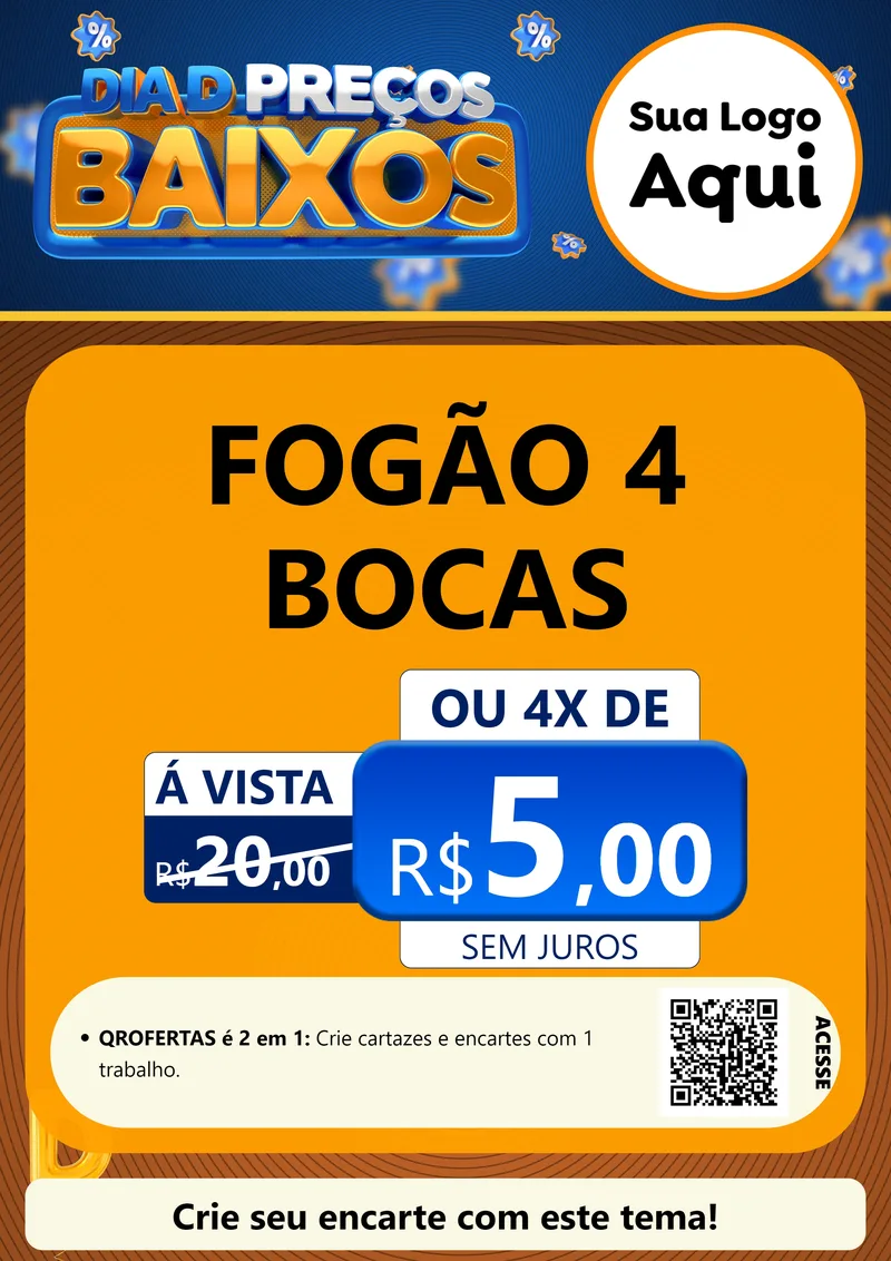 Modelo de Cartaz para Cartaz A4 Vertical com o tema Dia D Preço Baixo para Móveis e Eletro