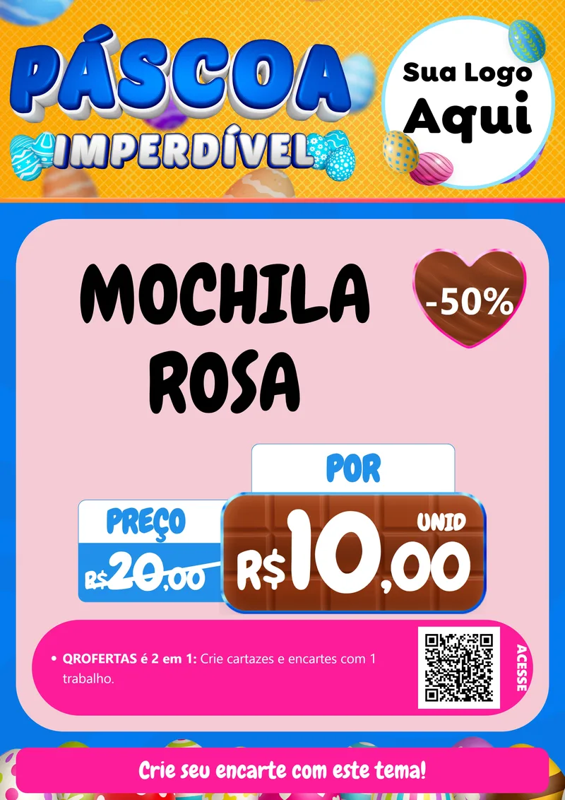 Modelo de Cartaz para Cartaz A4 Vertical com o tema Páscoa Imperdível para Papelaria