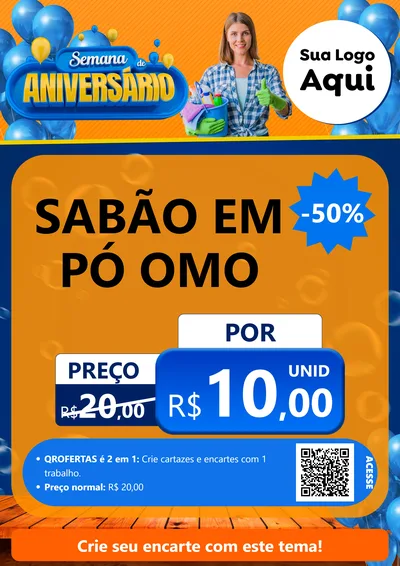 Modelo de Cartaz para Cartaz A4 Vertical com o tema Semana de Aniversário para Produtos de Limpeza