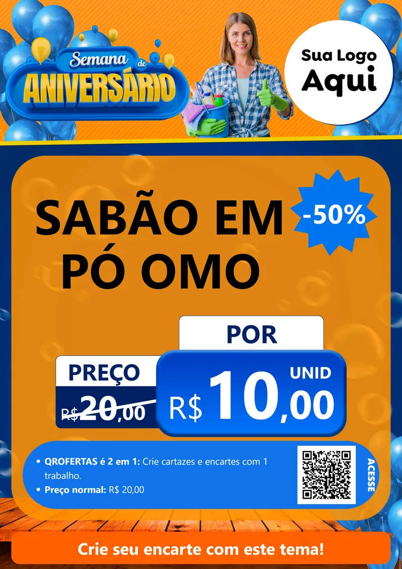 Modelo de Cartaz para Cartaz A4 Vertical com o tema Semana de Aniversário para Produtos de Limpeza