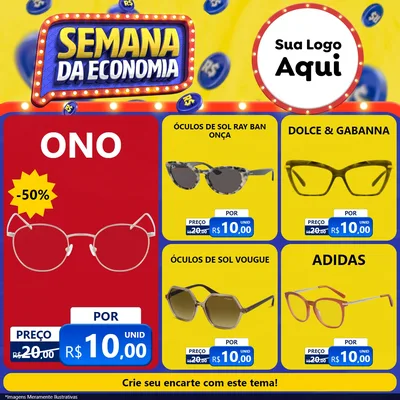 Modelo de Rede Social para Feed Facebook com o tema Semana da Economia para Óticas
