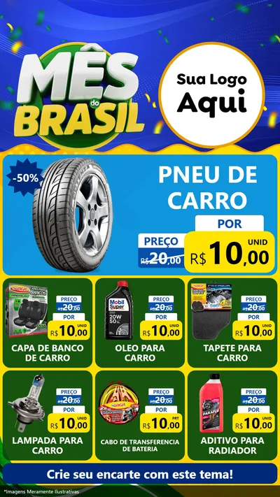 Modelo de Rede Social para Stories com o tema Mês do Brasil para Auto peças