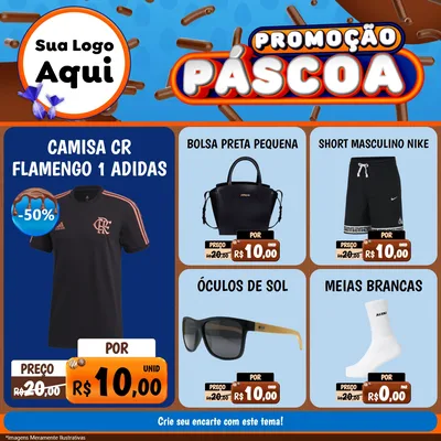 Modelo de Rede Social para Feed Facebook com o tema Promoção Páscoa para Roupas e acessórios