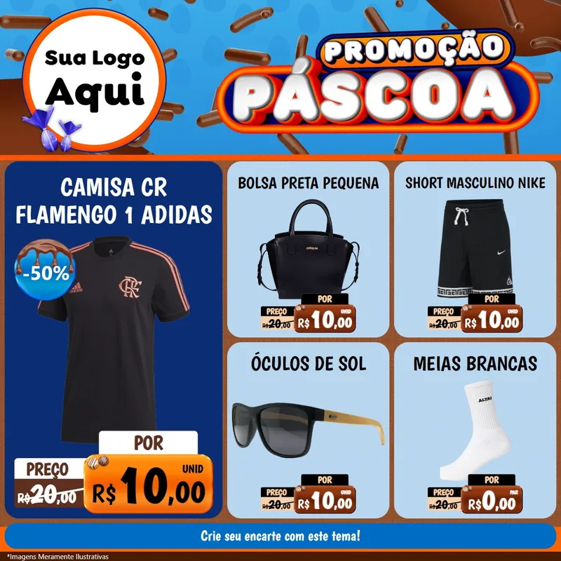 Modelo de Rede Social para Feed Facebook com o tema Promoção Páscoa para Roupas e acessórios