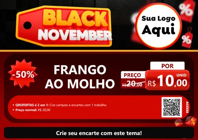 Modelo de Cartaz para Cartaz A4 Horizontal com o tema Black November para Restaurante