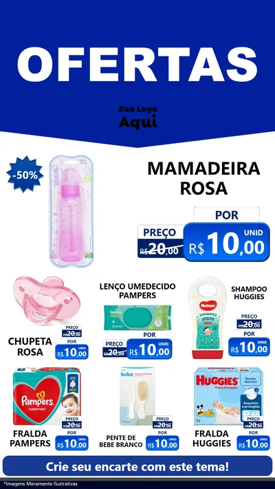 Modelo de Rede Social para Stories com o tema Ofertas Azul Cartaz para Bebês