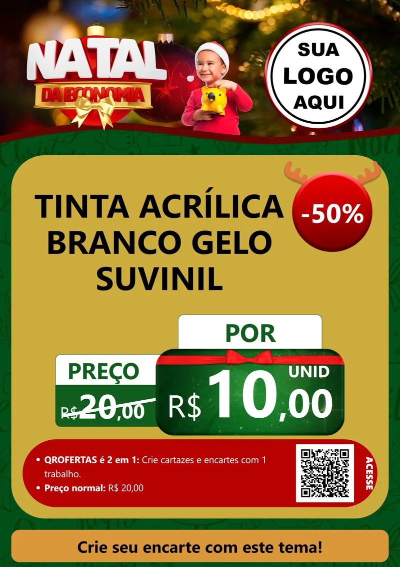 Modelo de Cartaz para Cartaz A4 Vertical com o tema Natal da Economia para Tintas e Ferramentas