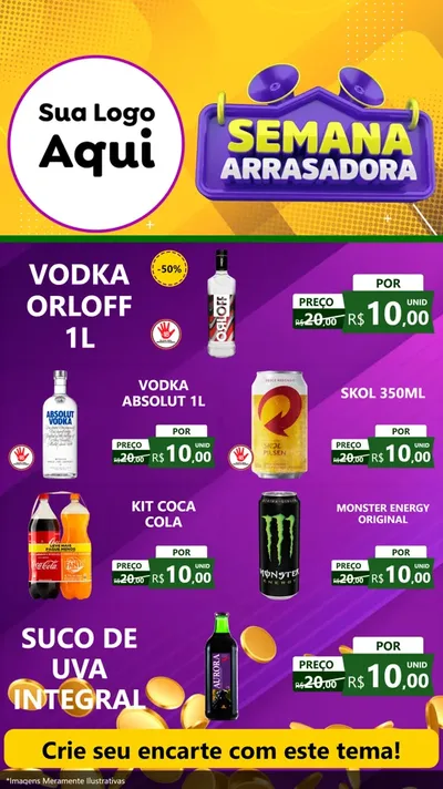 Modelo de TV para TV Vertical com o tema Semana Arrasadora para Distribuidora de bebidas