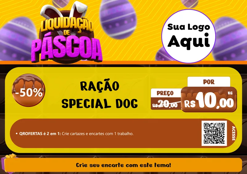 Modelo de Cartaz para Cartaz A4 Horizontal com o tema Liquidação de Páscoa para Pet Shop