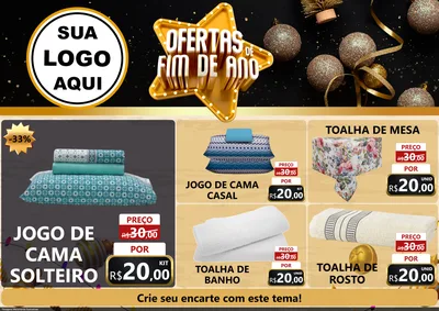 Modelo de Encarte para Encarte A4 Horizontal com o tema Ofertas de Fim de Ano para Cama, Mesa e Banho