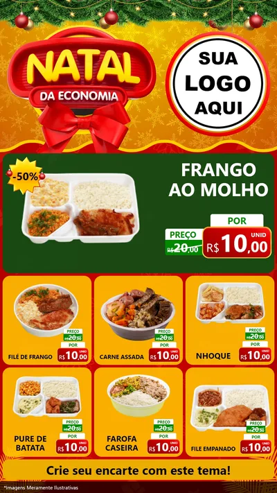 Modelo de Rede Social para Stories com o tema Natal da Economia para Restaurante