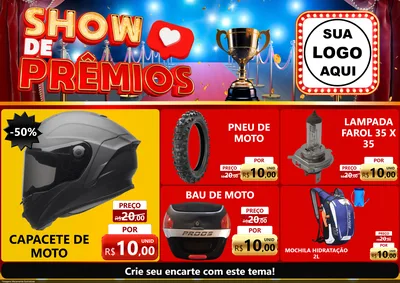 Modelo de Encarte para Encarte A4 Horizontal com o tema Show de Prêmios para Moto peças