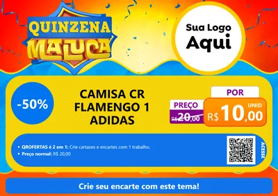 Modelo de Cartaz para Cartaz A4 Horizontal com o tema Quinzena Maluca para Roupas e acessórios