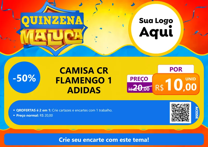 Modelo de Cartaz para Cartaz A4 Horizontal com o tema Quinzena Maluca para Roupas e acessórios