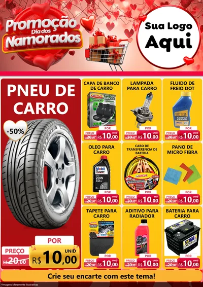 Modelo de Encarte para Encarte A4 Vertical com o tema Promoção Dia dos Namorados para Auto peças