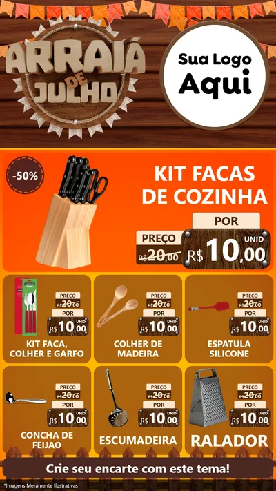 Modelo de Rede Social para Stories com o tema Arraiá de Julho - Junina para Utilidades Domésticas