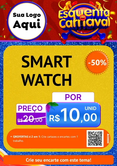 Modelo de Cartaz para Cartaz A4 Vertical com o tema Esquenta de Carnaval para Informática