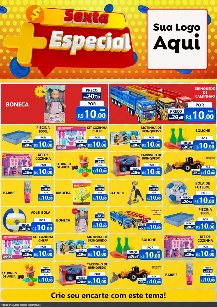 Modelo de Encarte para Encarte A4 Vertical com o tema Sexta Mais Especial para Brinquedos