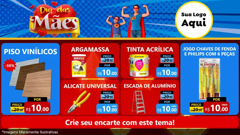 Modelo de TV para TV Horizontal com o tema Dia das Mães para Material para Construção