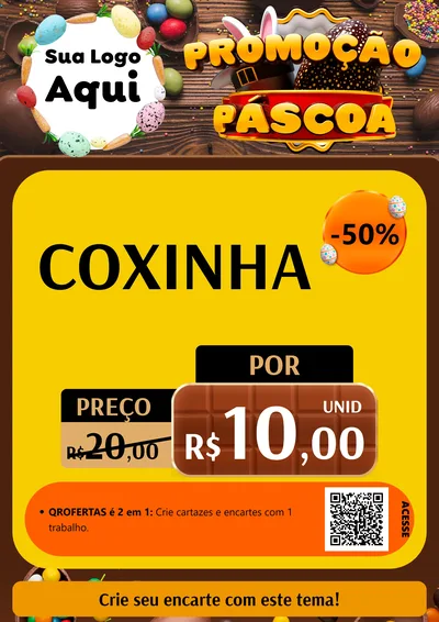 Modelo de Cartaz para Cartaz A4 Vertical com o tema Promoção Páscoa para Salgadaria