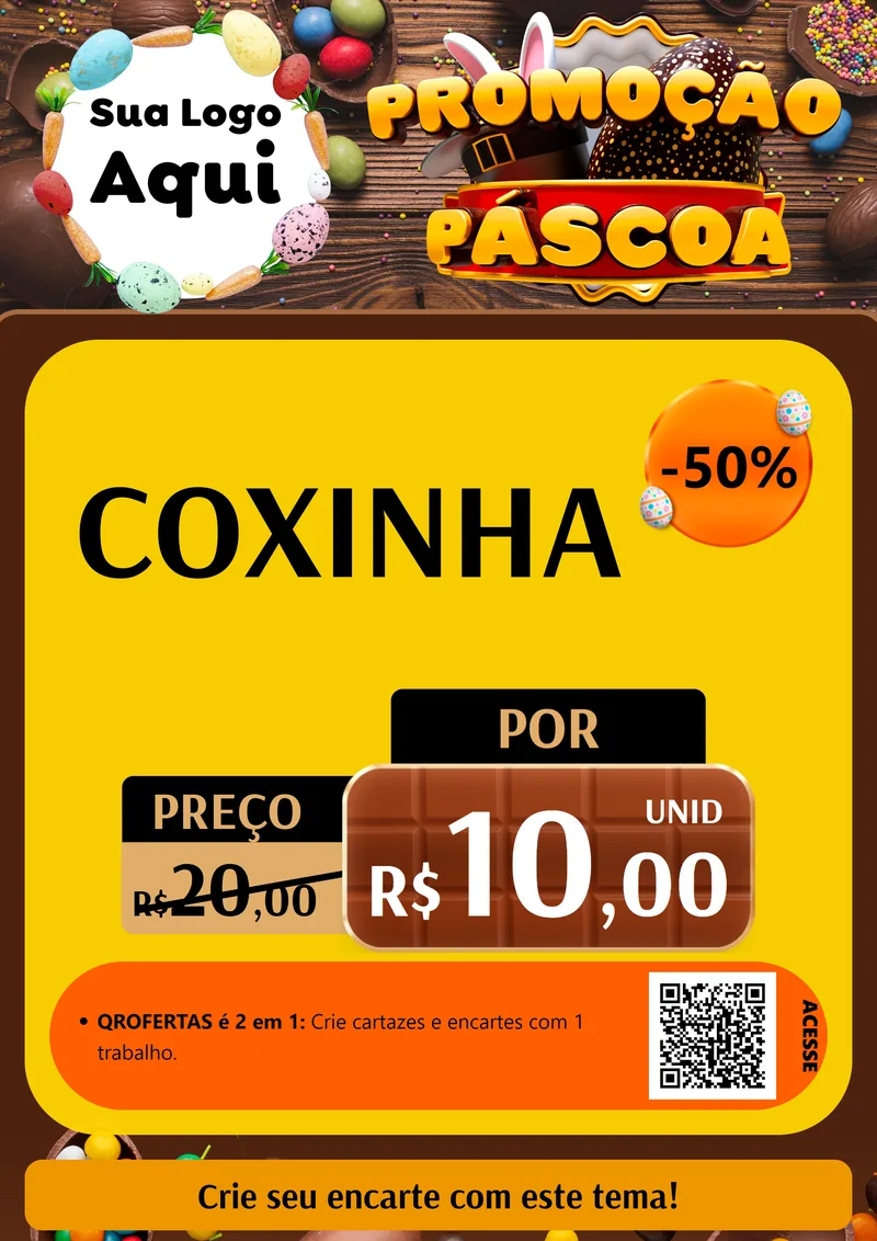 Modelo de Cartaz para Cartaz A4 Vertical com o tema Promoção Páscoa para Salgadaria