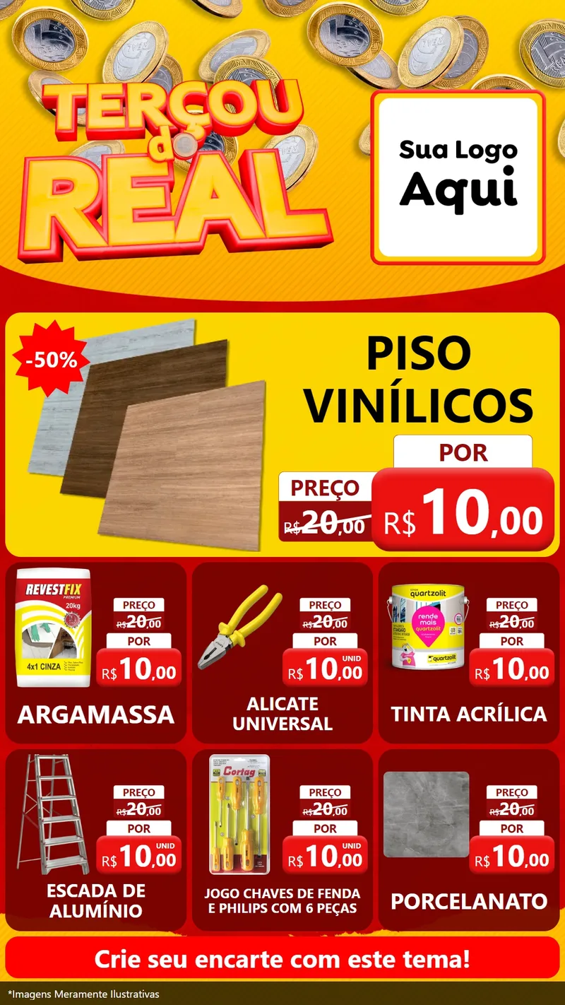 Modelo de Rede Social para Stories com o tema Terçou do Real para Material para Construção