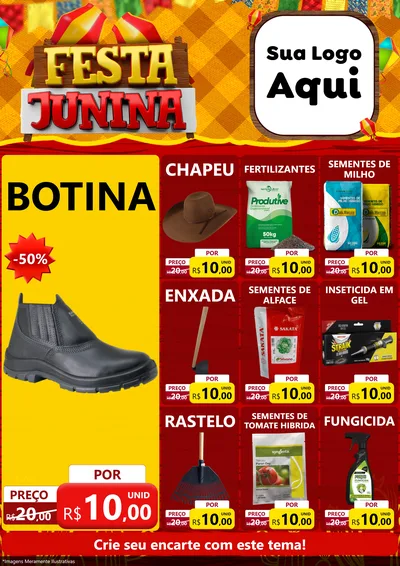 Modelo de Encarte para Encarte A4 Vertical com o tema Festa Junina para Agropecuária