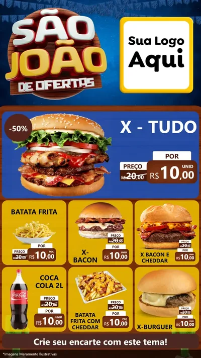 Modelo de Rede Social para Stories com o tema São João Ofertas Imbatíveis! - Junina para Hamburgueria