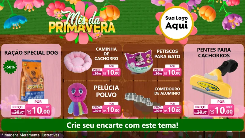 Modelo de TV para TV Horizontal com o tema Mês da Primavera para Pet Shop