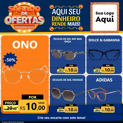 Modelo de Rede Social para Feed Facebook com o tema Sábado de Ofertas Imperdíveis para Óticas