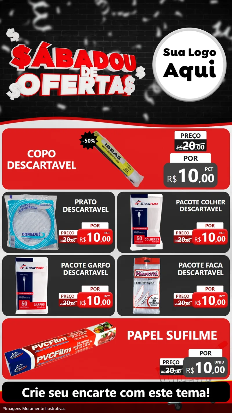 Modelo de TV para TV Vertical com o tema Sabadou de Ofertas para Embalagens