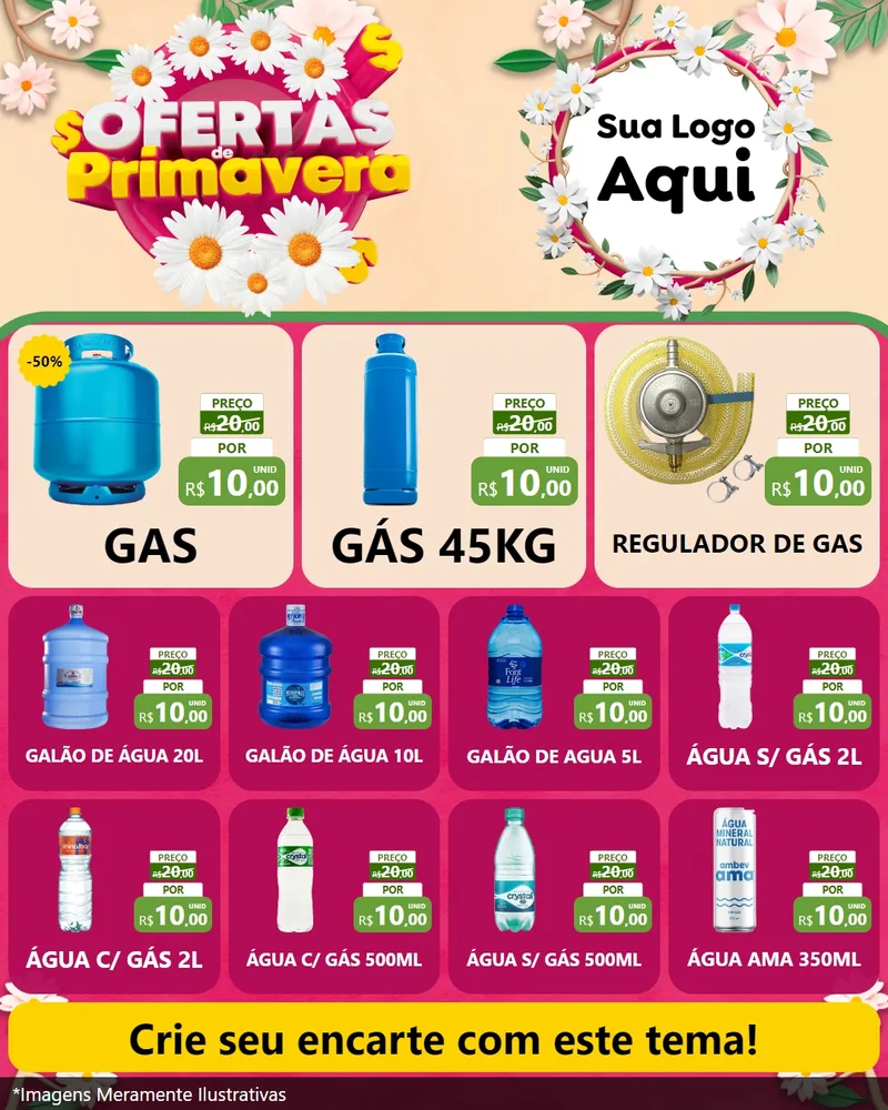 Modelo de Rede Social para Feed Instagram com o tema Ofertas de Primavera para Água e gás