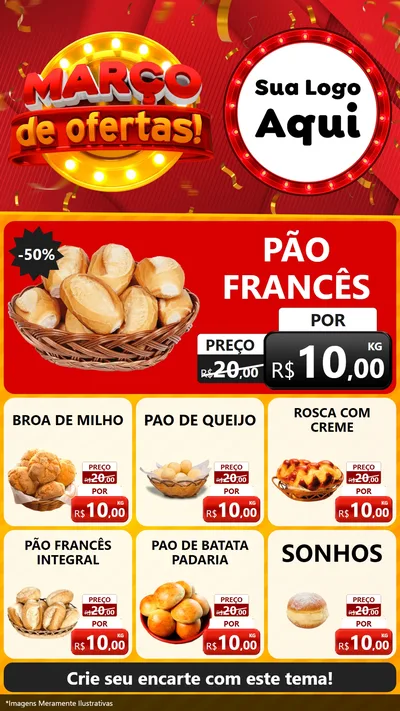 Modelo de Rede Social para Stories com o tema Março de Ofertas! para Padaria