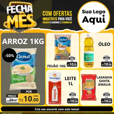 Modelo de Rede Social para Feed Facebook com o tema Fecha Mês para Supermercado