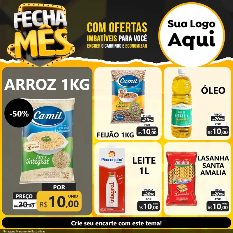 Modelo de Rede Social para Feed Facebook com o tema Fecha Mês para Supermercado