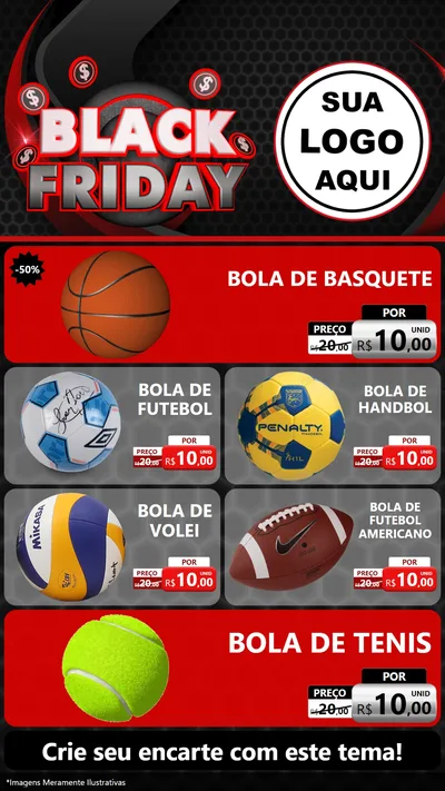 Modelo de TV para TV Vertical com o tema Black Friday para Artigos Esportivos